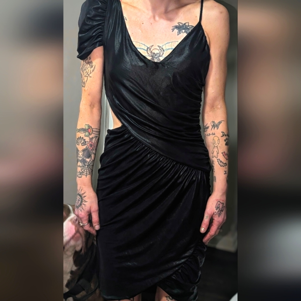 Elegant Metallic Black Dress by Kardashians bebe sz Med